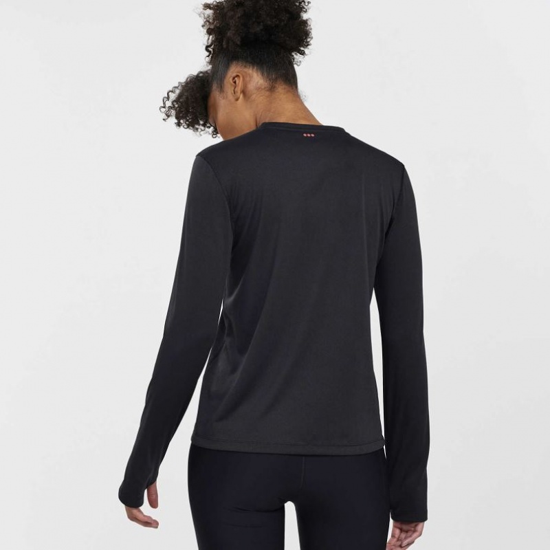 Saucony Stopwatch Long Sleeve Women's T-Shirt Black | Riyadh PURQX