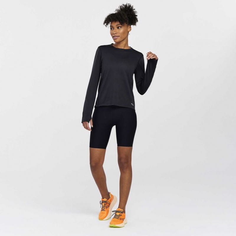 Saucony Stopwatch Long Sleeve Women's T-Shirt Black | Riyadh PURQX