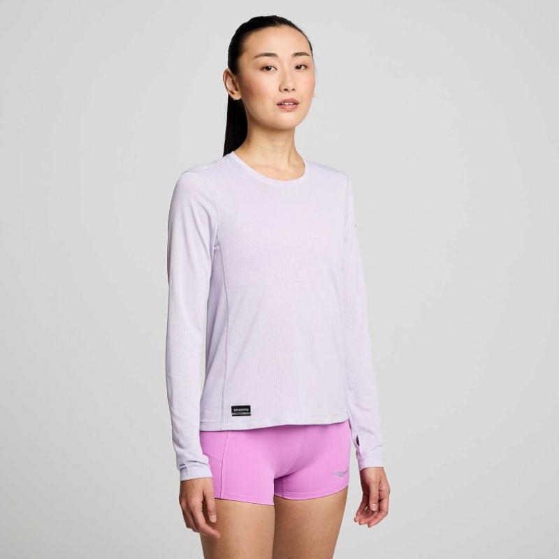 Saucony Stopwatch Long Sleeve Women's T-Shirt Purple | KSA THPUG