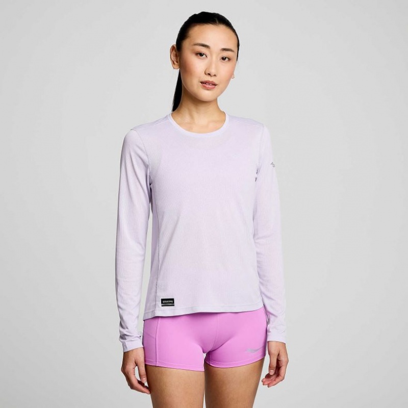 Saucony Stopwatch Long Sleeve Women\'s T-Shirt Purple | KSA THPUG