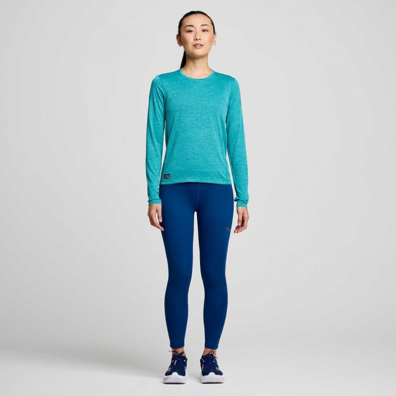 Saucony Stopwatch Long Sleeve Women's T-Shirt Turquoise | Riyadh ILHWC