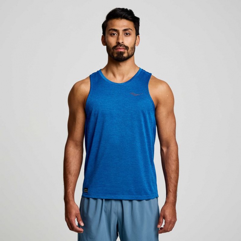 Saucony Stopwatch Men\'s Singlet Blue | KSA TUQCM