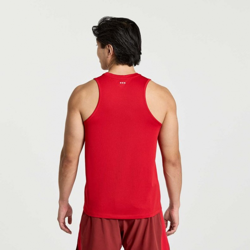 Saucony Stopwatch Men's Singlet Red | Riyadh YUPJT