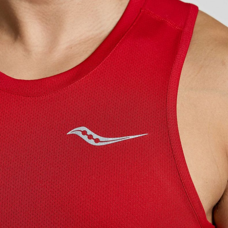 Saucony Stopwatch Men's Singlet Red | Riyadh YUPJT