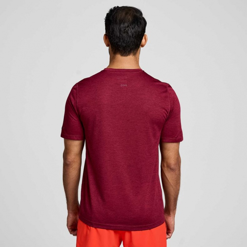 Saucony Stopwatch Short Sleeve Men's T-Shirt Burgundy | Jeddah HSDER