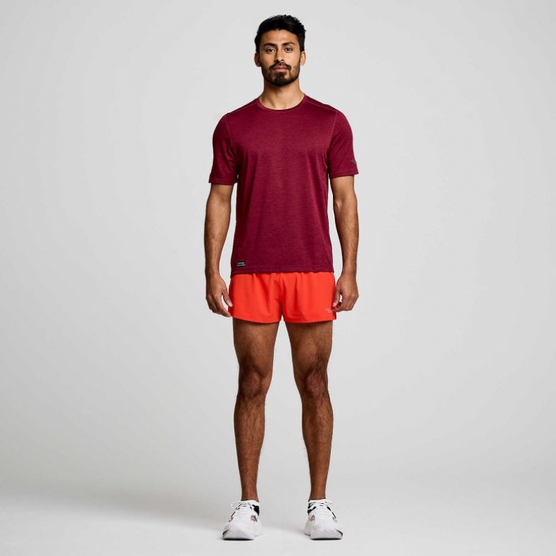 Saucony Stopwatch Short Sleeve Men's T-Shirt Burgundy | Jeddah HSDER