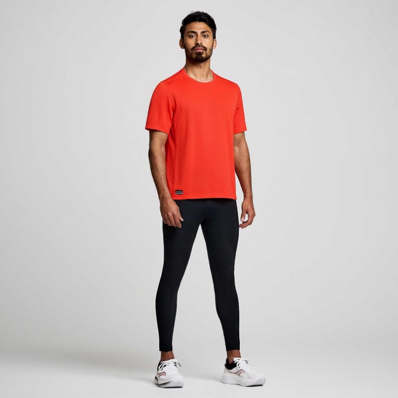 Saucony Stopwatch Short Sleeve Men's T-Shirt Orange | Riyadh RMOXN