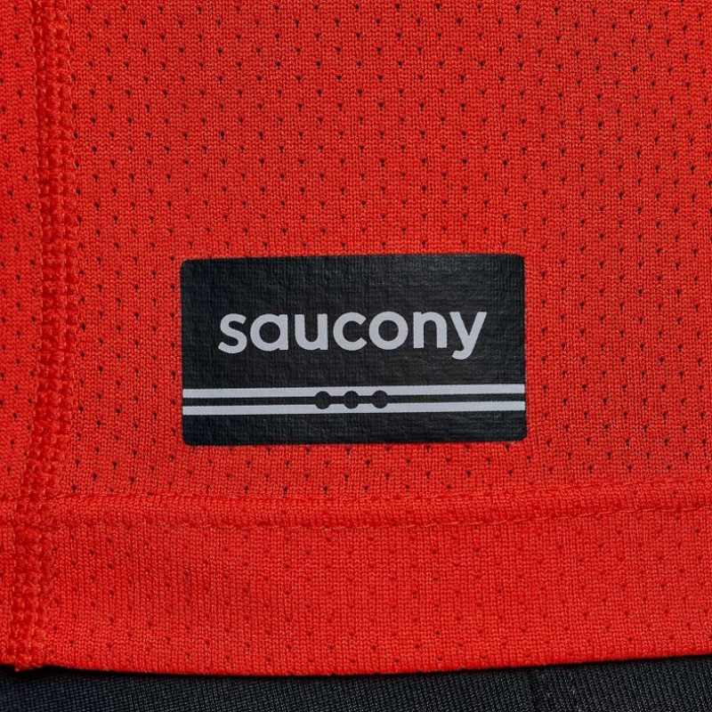 Saucony Stopwatch Short Sleeve Men's T-Shirt Orange | Riyadh RMOXN