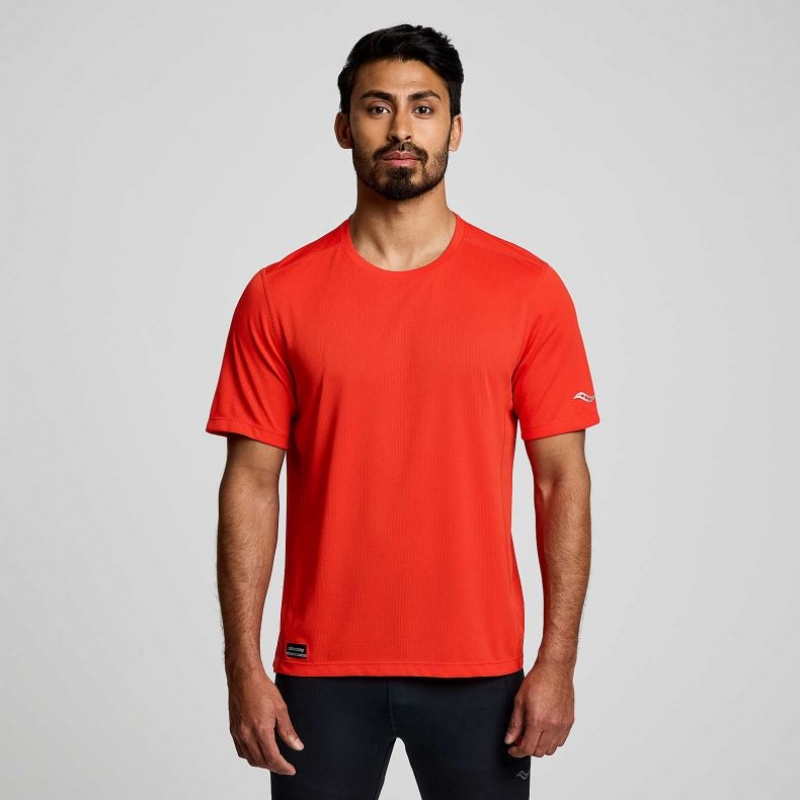 Saucony Stopwatch Short Sleeve Men\'s T-Shirt Orange | Riyadh RMOXN