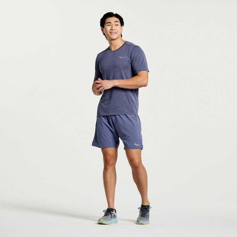 Saucony Stopwatch Short Sleeve Men's T-Shirt Blue | Jeddah SGCMF