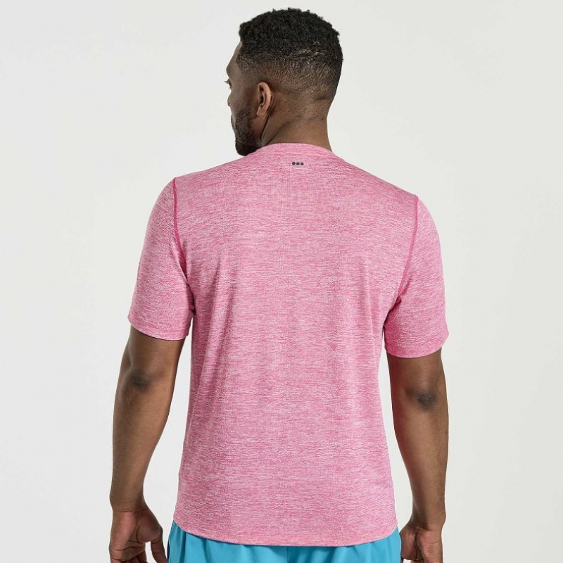 Saucony Stopwatch Short Sleeve Men's T-Shirt Pink | KSA LWEIO