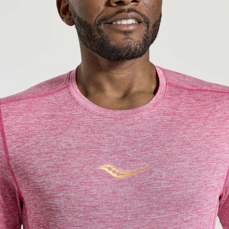 Saucony Stopwatch Short Sleeve Men's T-Shirt Pink | KSA LWEIO