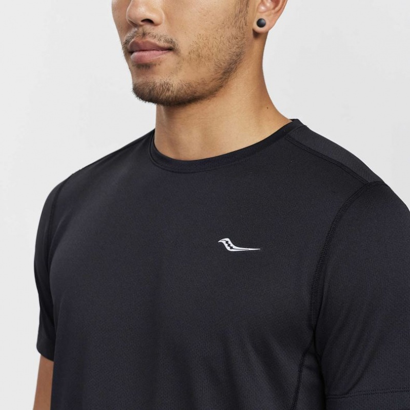 Saucony Stopwatch Short Sleeve Men's T-Shirt Black | Jeddah JSPZB