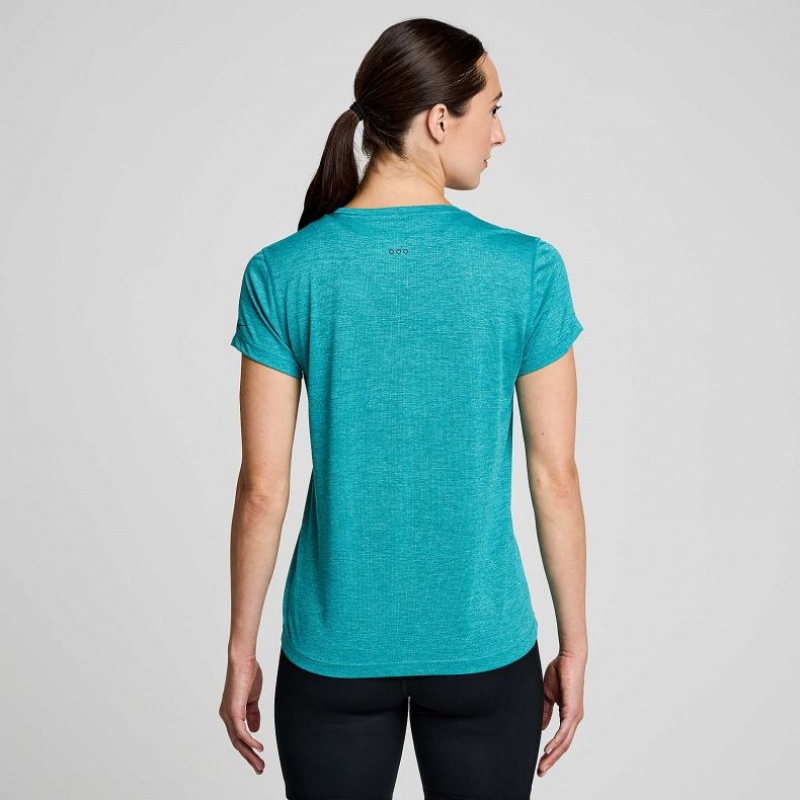 Saucony Stopwatch Short Sleeve Women's T-Shirt Turquoise | KSA LOAIS