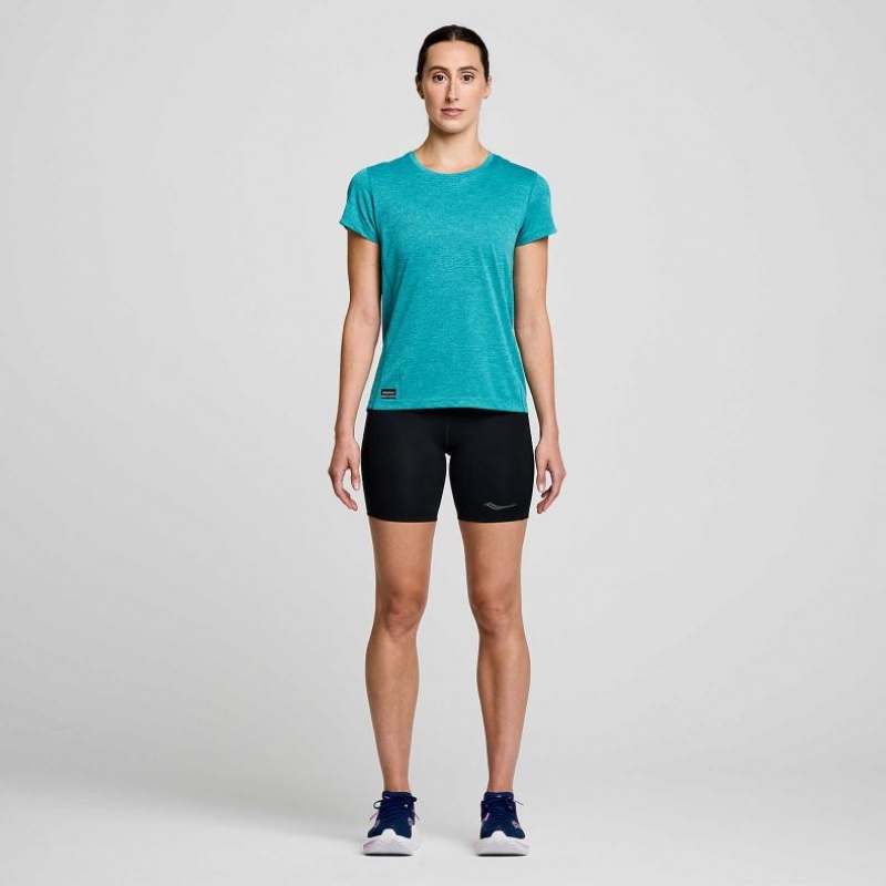 Saucony Stopwatch Short Sleeve Women's T-Shirt Turquoise | KSA LOAIS