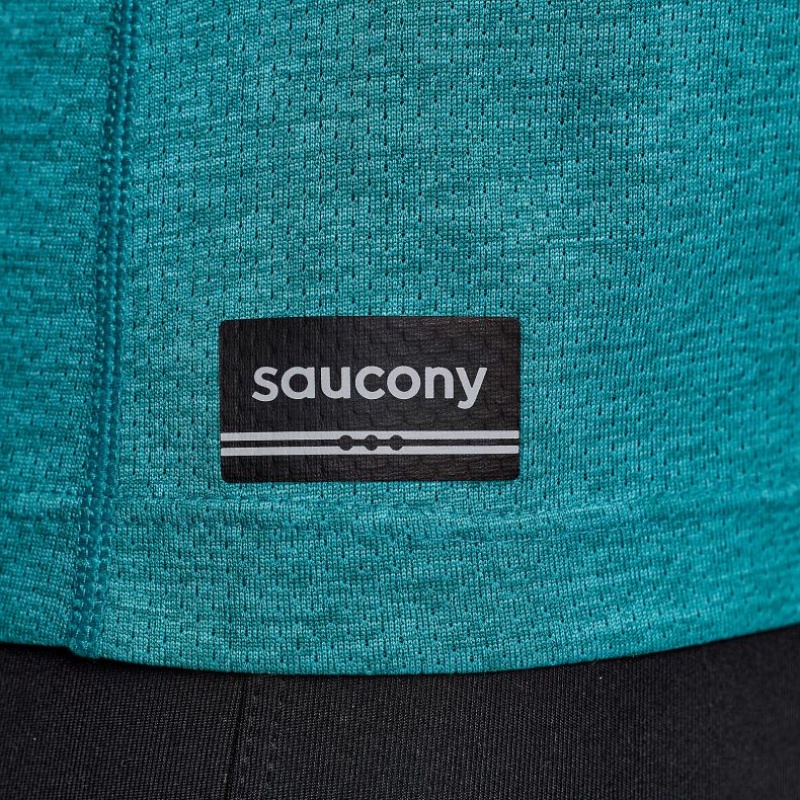 Saucony Stopwatch Short Sleeve Women's T-Shirt Turquoise | KSA LOAIS