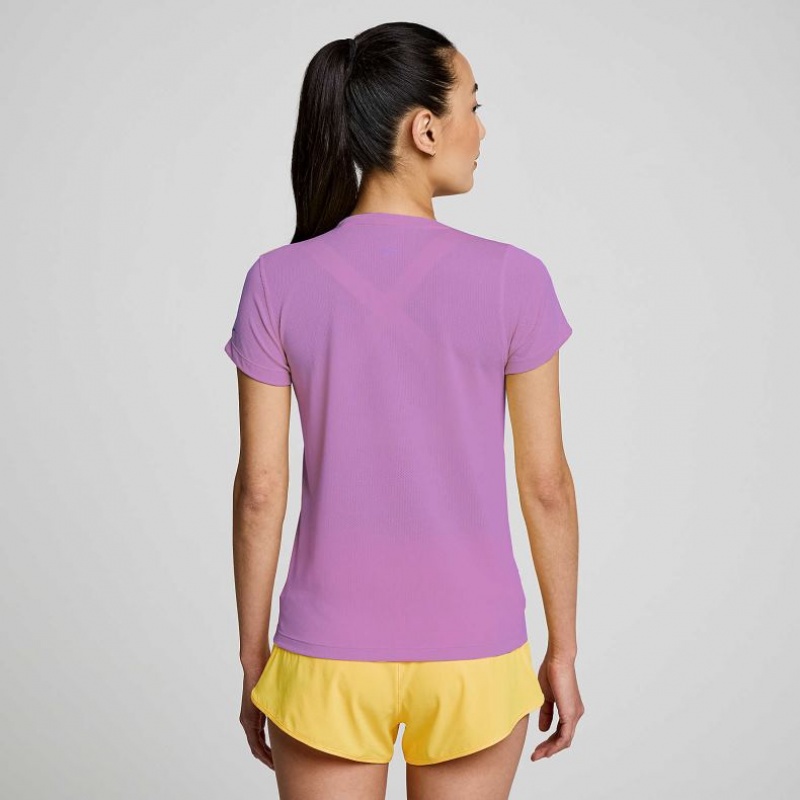 Saucony Stopwatch Short Sleeve Women's T-Shirt Purple | Riyadh PIEZO