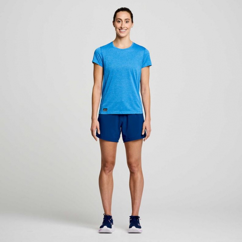 Saucony Stopwatch Short Sleeve Women's T-Shirt Blue | Jeddah JENUX