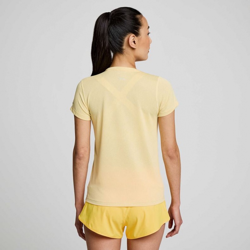 Saucony Stopwatch Short Sleeve Women's T-Shirt Yellow | Riyadh GJYQV