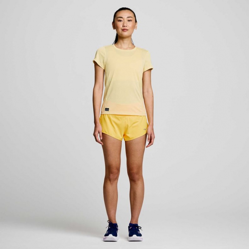 Saucony Stopwatch Short Sleeve Women's T-Shirt Yellow | Riyadh GJYQV