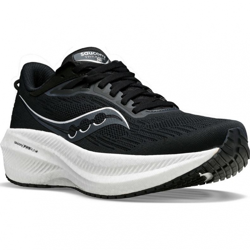 Saucony Triumph 21 Men's Running Shoes Black / White | KSA OPBJH