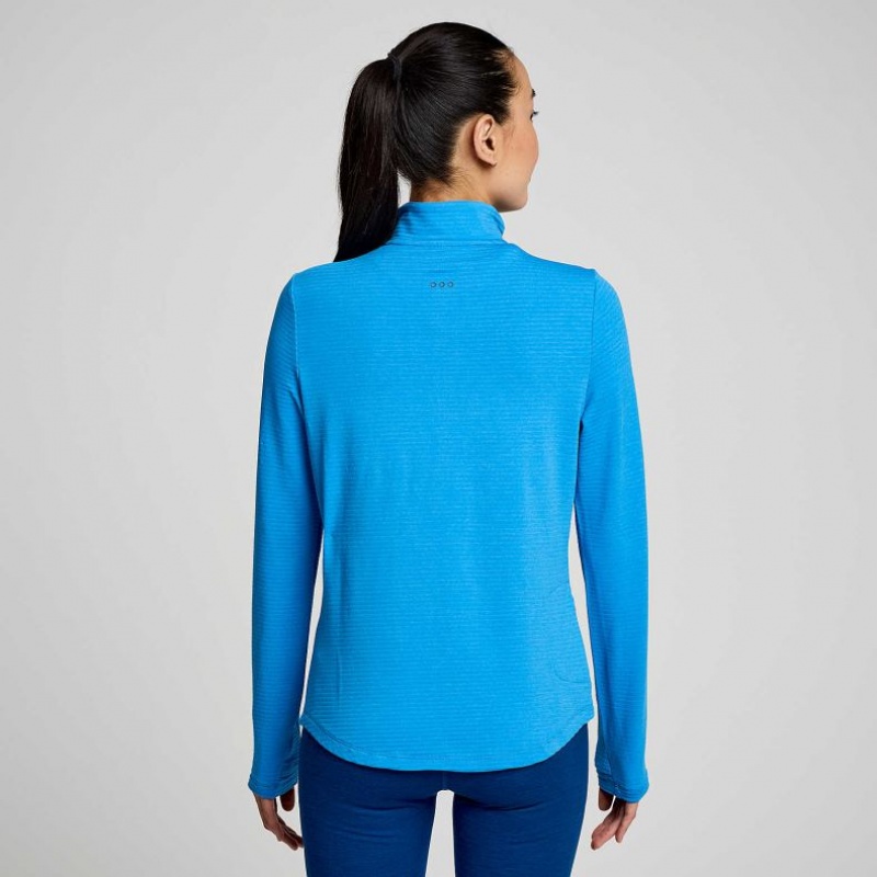 Saucony Triumph 3D 1/2 Zip Women's Sweatshirt Blue | Jeddah OXBQF