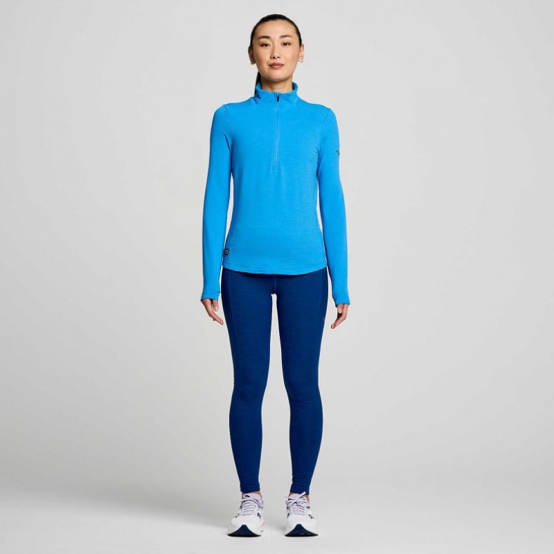 Saucony Triumph 3D 1/2 Zip Women's Sweatshirt Blue | Jeddah OXBQF