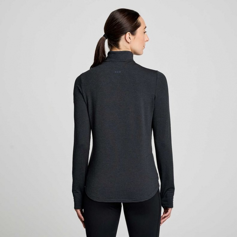 Saucony Triumph 3D 1/2 Zip Women's Sweatshirt Black | KSA BTJEH