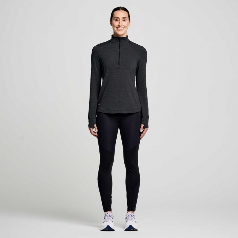 Saucony Triumph 3D 1/2 Zip Women's Sweatshirt Black | KSA BTJEH